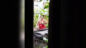 Married Bhabhi Next Door Washing Naked Caught On Hidden Camera