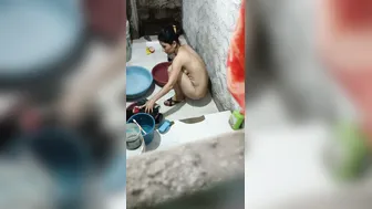 Catching The Girl Washing Clothes Naked On My Hidden Camera