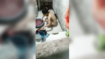 Catching The Girl Washing Clothes Naked On My Hidden Camera