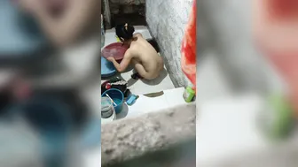 Catching The Girl Washing Clothes Naked On My Hidden Camera