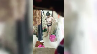 GF Stripping Naked In The Bathroom Caught On Camera Mms