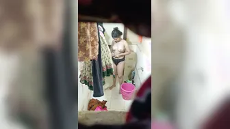 GF Stripping Naked In The Bathroom Caught On Camera Mms
