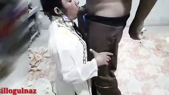 Young Maid On Her Knees Pleasing House Owner Before Work Starts