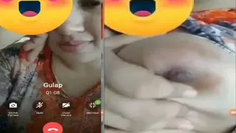 Horny Wife Teasing And Pressing Her Boobs On Video Chat Tonight
