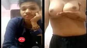 Cute Desi Girl Showing Off Her White Boobs Topless For Me