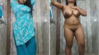Desi GF Stripping Her Salwar Suit In Bathroom For Me