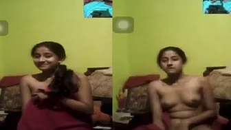 Lonely GF Stripping Naked During Late Night Video Call