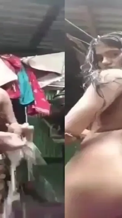 Village Babe Bathing Naked Outdoors Caught On Camera By Neighbor