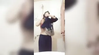 Tall GF Stripping Naked In Bathroom Caught On Camera