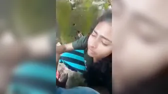 GF Giving Outdoor Blowjob And Showing Her Ass