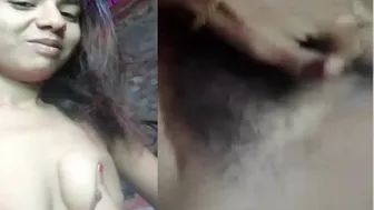 Village GF Fingering Her Hairy Pussy In Secret Clip