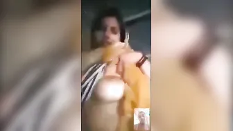 Cheating Wife Showing Her Milky Boobs To Lover On Camera