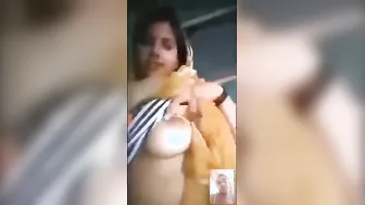 Cheating Wife Showing Her Milky Boobs To Lover On Camera