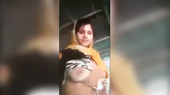 Cheating Wife Showing Her Milky Boobs To Lover On Camera