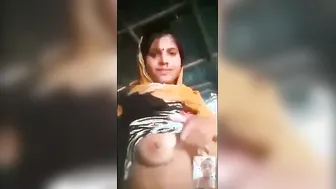 Cheating Wife Showing Her Milky Boobs To Lover On Camera