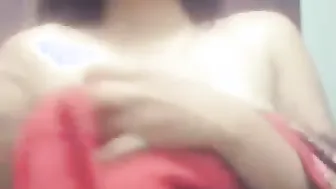 Pressing My GF Big Natural Boobs Making Her Moan