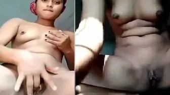 Village Babe Standing And Fingering Her Pink Tight Pussy