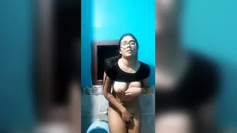Curvy GF Getting Naked In Bathroom After Hot Shower