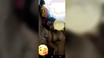 Thick GF Stripping During Nude Video Call With Lover