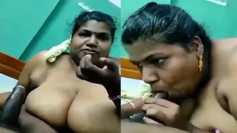 Tamil Babe Giving Sloppy Blowjob Flashing Her Big Tits Too