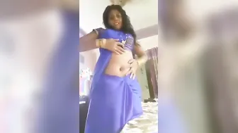 Horny Bhabhi In Blue Saree Fingering Her Pussy Alone At Home