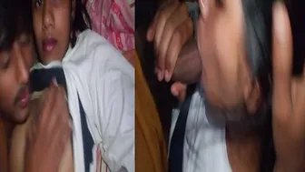 Horny GF Letting Him Squeeze And Suck Her Soft Breasts