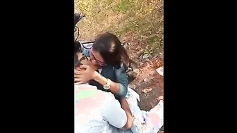 College Lovers Caught Kissing And Groping In The Open Field