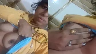 Young Village Babe Flashing Her Tits In Bathroom Selfie Video