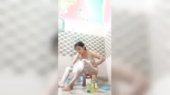 Indian Girl Recording Herself Bathing Naked In Her Bathroom Alone