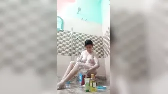Indian Girl Recording Herself Bathing Naked In Her Bathroom Alone