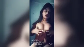 Busty Babe Showing Off Her Massive Tits In Private Desi Clip