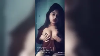 Busty Babe Showing Off Her Massive Tits In Private Desi Clip