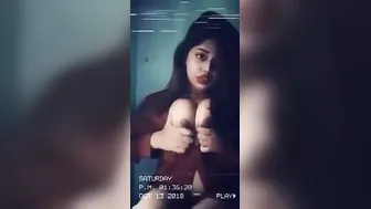 Busty Babe Showing Off Her Massive Tits In Private Desi Clip