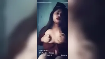 Busty Babe Showing Off Her Massive Tits In Private Desi Clip