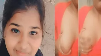 College Babe Showing Off Her Perky Tits In Selfie Video