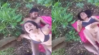 GF Getting Pounded Outdoors In Hidden Forest Location