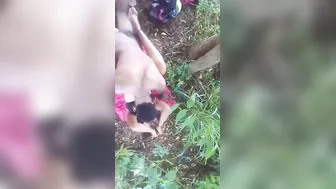 GF Getting Pounded Outdoors In Hidden Forest Location