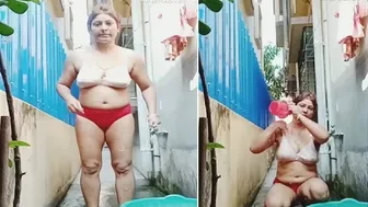 Indian Girl Bathing Naked Outside Caught On Hidden Cam Clip