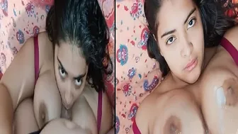 Bhabhi Swallowing His Cock Then Taking Cumshot On Her Big Tits