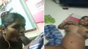 Neighbor Aunty Giving Blowjob Before Getting Fucked At Home