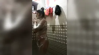 Naked Girl Recording Herself Bathing And Touching In Bathroom