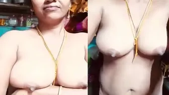 Indian Aunty Showing Off Her Massive Tits In Bedroom Mirror