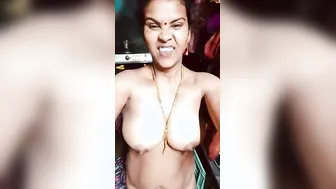 Indian Aunty Showing Off Her Massive Tits In Bedroom Mirror