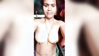 Indian Aunty Showing Off Her Massive Tits In Bedroom Mirror