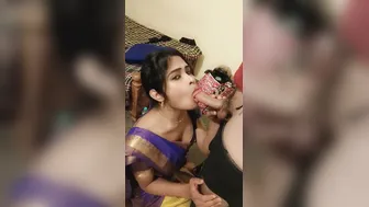 South Indian GF In Saree Teasing Before Giving Blowjob