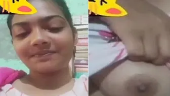 She Shows Off Perfect Tits To Lover During Late Night Video Call
