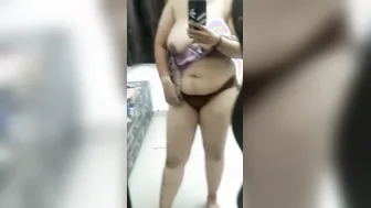 Busty Married Woman Slowly Removing Bra And Panties In Bedroom