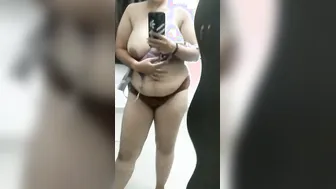 Busty Married Woman Slowly Removing Bra And Panties In Bedroom
