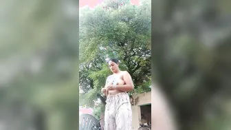 My Girl Bathing Naked Outdoors Getting Wet In The Countryside