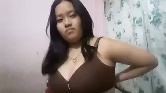 Nepali Babe Playing With Her Big Boobs At Home Caught Viral